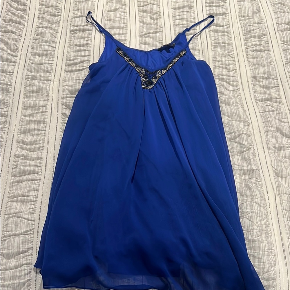 Blue Sleeveless Top with Embellished Detail